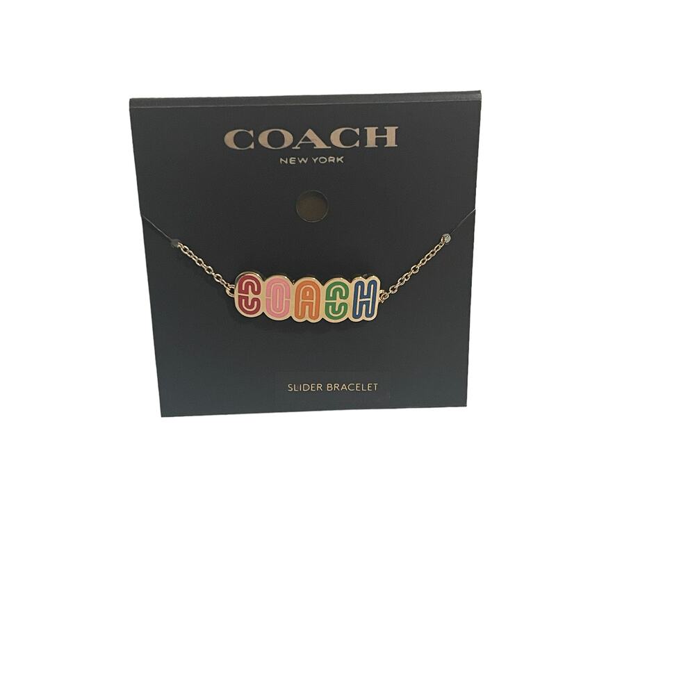 Coach Slider Bracelet Logo Retro Slider Bracelet New - Picture 3 of 5